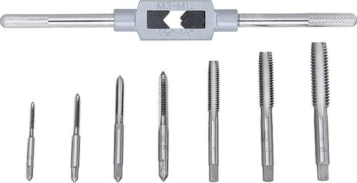 Набор резьбонарезных инструментов СИБРТЕХ М3-М12 метчиков, 8 предметов 77308