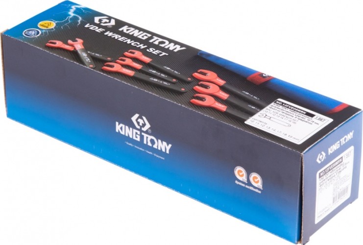 Набор рожковых диэлектрических ключей KING TONY 12FVE08MRN 10-19 мм, чехол из теторона, 8 предметов - изображение 2