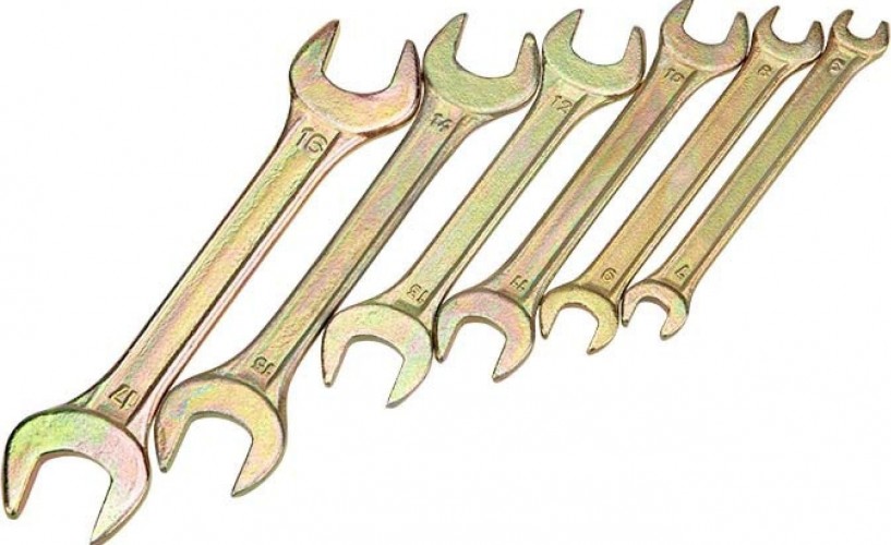 Набор рожковых ключей REXANT 12-5843-2 рожковых 6 шт., желтый цинк - изображение 3