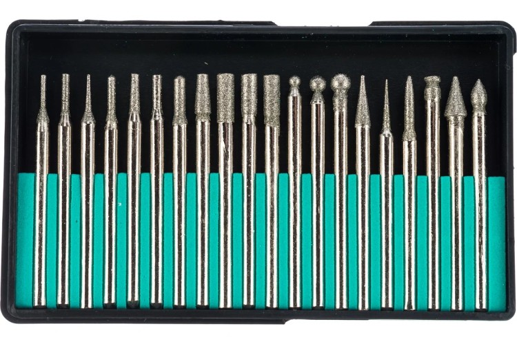 Набор шарошек фрез для гравера Sturm 9030-02-S1 хвостовик 3мм, алмазное напыление (20 шт.)