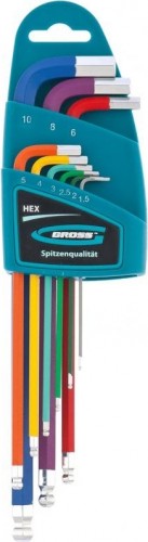 Набор шестигранников GROSS hex 1,5–10 мм, s2, магнит, экстрадлинные с шаровым окончанием 16400 - изображение 2