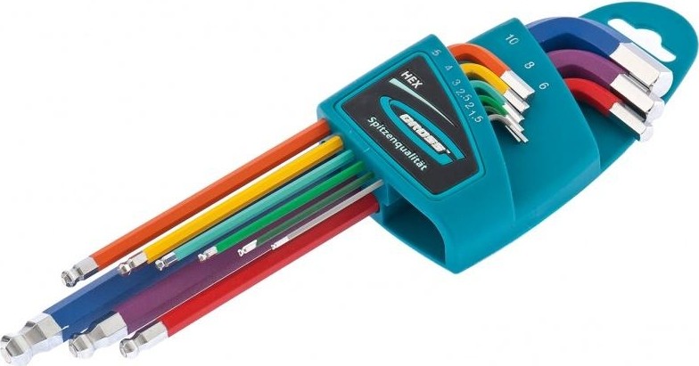 Набор шестигранников GROSS hex 1,5–10 мм, s2, магнит, экстрадлинные с шаровым окончанием 16400