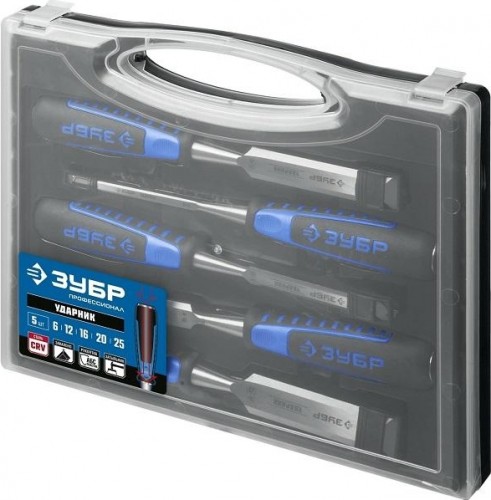 Набор стамесок долот с двухкомпонентной рукотяткой ЗУБР Ударник 18097-H5 18097-H5 - изображение 3