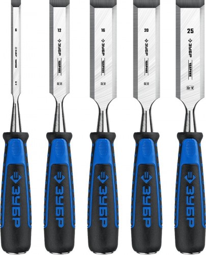 Набор стамесок долот с двухкомпонентной рукотяткой ЗУБР Ударник 18097-H5 18097-H5