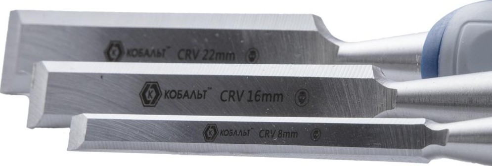 Набор стамесок Кобальт 245-664 (8, 16, 22х140 мм, cr-v, двухк. рукоятка) - изображение 2