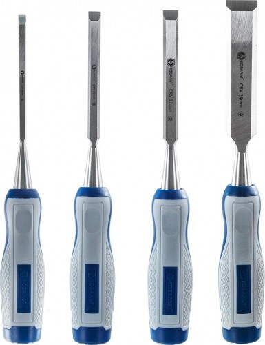 Набор стамесок Кобальт 245-695 (6, 12, 18, 24х140 мм) cr-v, двухк. рукоятка - изображение 2