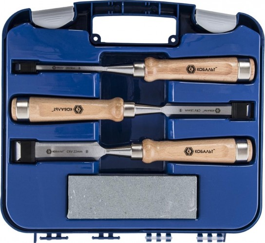 Набор стамесок Кобальт 245-886 плоских (8, 16, 22х140 мм), cr-v, деревянная рукоятка 245-886 - изображение 4