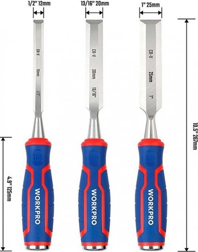 Набор стамесок WORKPRO WP201301 для высоких нагрузок 3шт - изображение 5