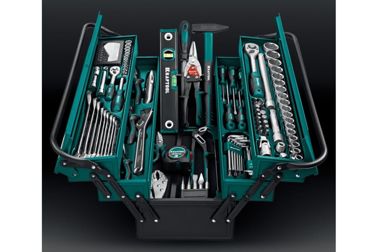 Набор столярно-слесарного инструмента KRAFTOOL GRAND-152 (1/2"+1/4"), универсальный 152 пр. 27978-H152 - изображение 2