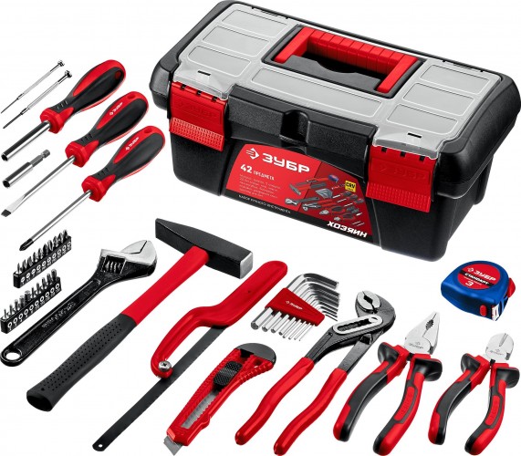 Набор столярно-слесарного инструмента ЗУБР Хозяин-42 для дома 42 пред. 22105