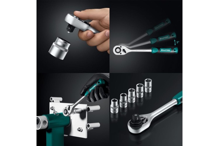 Набор столярно-слесарного инструмента KRAFTOOL GRAND-152 (1/2"+1/4"), универсальный 152 пр. 27978-H152 - изображение 4