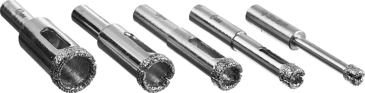 Набор сверл алмазных ЗУБР ПРОФЕССИОНАЛ трубчатых по кафелю и стеклу с кондуктором, d=4, 6 29851-H6