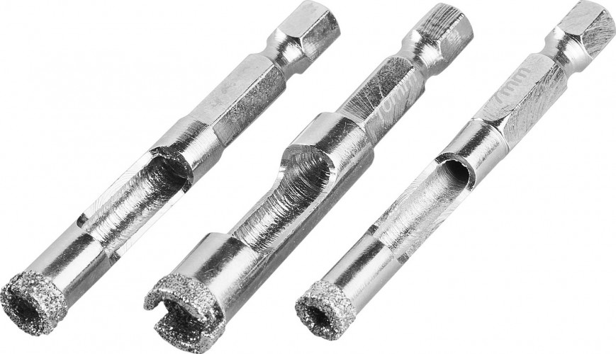 Набор сверл алмазных ЗУБР ПРОФЕССИОНАЛ по керамограниту, вакуумное спекание алмазов, d=6, 29865-H3