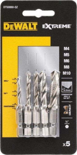 Набор сверл-метчиков DeWALT  5 шт. HEX 1/4" DT050060-QZ DT50060-QZ