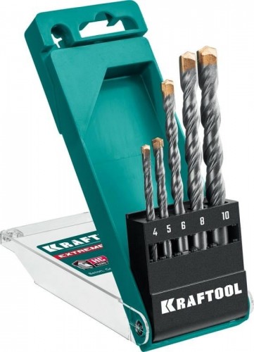 Набор сверл по бетону KRAFTOOL EXTREME 5 шт. (4, 5, 6, 8, 10 мм) 3-х гранный хвостовик 29166-H5
