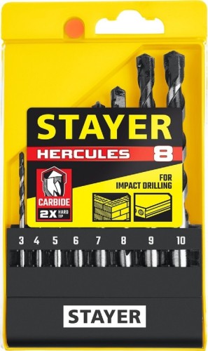 Набор сверл по бетону STAYER PROFESSIONAL ударные 8 шт (3, 4, 5, 6, 7, 8, 9, 10мм) 2915-H8_z01 - изображение 2