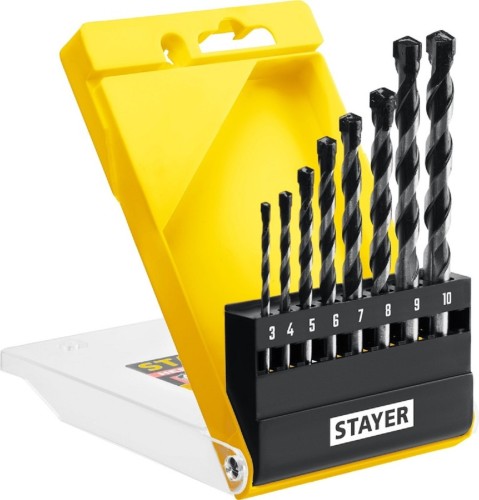 Набор сверл по бетону STAYER PROFESSIONAL ударные 8 шт (3, 4, 5, 6, 7, 8, 9, 10мм) 2915-H8_z01