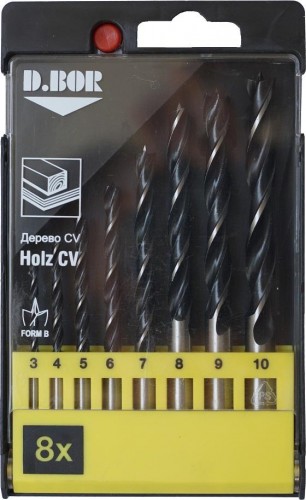 Набор сверл по дереву D.BOR 8 шт. (3-10 мм.) спиральные W-011-180008104D