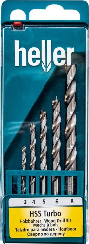 Набор сверл по дереву HELLER  hss turbo (3,4,5,6,8 мм) (5 пр.) TD28817