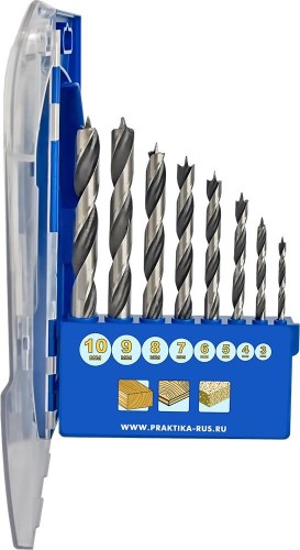 Набор сверл по дереву ПРАКТИКА "Профи" 8 шт  3,4,5,6,7,8,9,10 мм. 640-360 - изображение 4