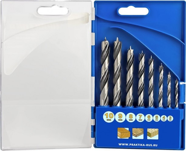Набор сверл по дереву ПРАКТИКА "Профи" 8 шт  3,4,5,6,7,8,9,10 мм. 640-360 - изображение 2
