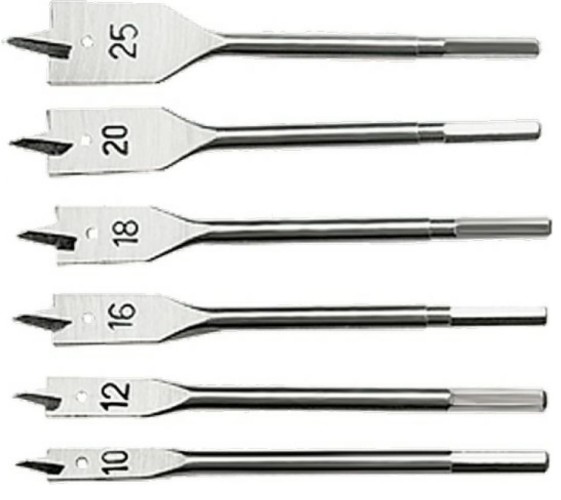 Набор сверл по дереву Sparta 10-12-16-18-20-25 мм, 6 шт по 6-гранный хвостовик// 704055