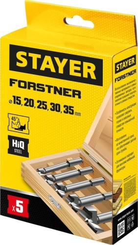 Набор сверл по дереву STAYER Forstner 5 шт., 15-20-25-30-35мм, форстнера дсп 29985-H5_z01 - изображение 4