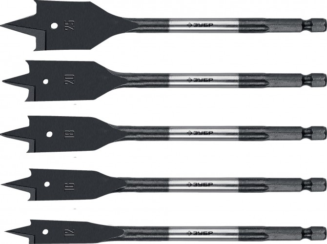 Набор сверл по дереву ЗУБР МАСТЕР 5 шт, по хвостовик hex 1/4" 29505-H5_z01