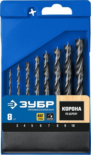 Набор сверл по дереву ЗУБР ПРОФЕССИОНАЛ 8 шт, м-образная заточка 29421-H8_z01 - изображение 2