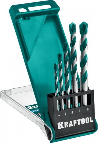 Набор сверл по керамограниту KRAFTOOL KERAMO с твердосплавной пластиной, 5 шт.(4-10мм) 29175-H5