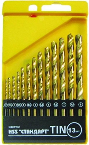 Набор сверл по металлу Biber 74133 HSS-TIN стандарт 2-8мм (13шт.) тов-042029