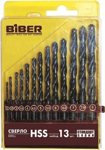 Набор сверл по металлу Biber 74132 HSS стандарт 2,0-8,0мм (13шт.) тов-042028