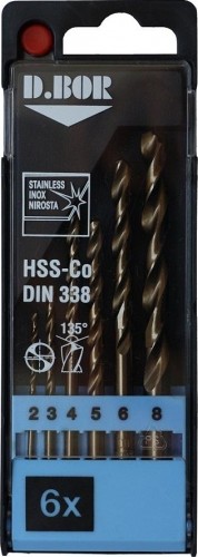 Набор сверл по металлу D.BOR Cobalt HSS-Co 6 шт. (2-8 мм.) W-011-141906104D-X