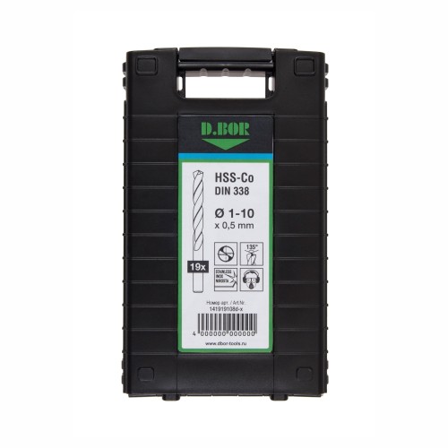 Набор сверл по металлу D.BOR Cobalt HSS-Co 19 шт. (1-10х0.5 мм.) W-011-141919108D-X - изображение 2