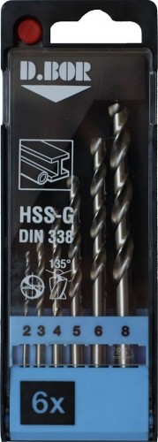 Набор сверл по металлу D.BOR шлифованные HSS-G 6 шт. (2-8 мм.) W-011-141006104D-T