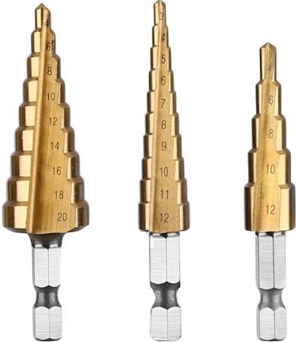 Набор сверл по металлу DEKO DH20 ступенчатых 3-12, 4-12, 4-20 мм, 3 шт 065-0688