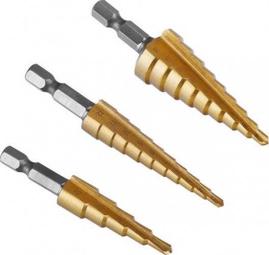 Набор сверл по металлу DEKO DH20 ступенчатых 3-12, 4-12, 4-20 мм, 3 шт 065-0688 - изображение 3