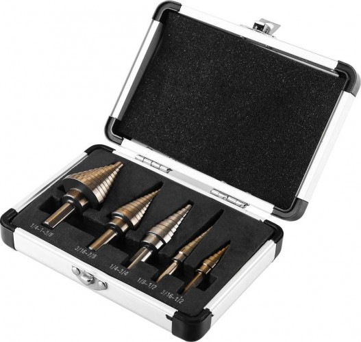 Набор сверл по металлу DEKO DH22 ступенчатых в кейсе 5 шт 065-0690 - изображение 2