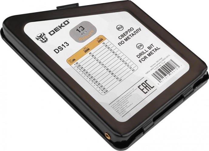 Набор сверл по металлу DEKO DS13 1,5-6,5 мм, 13 шт 065-0544 - изображение 3