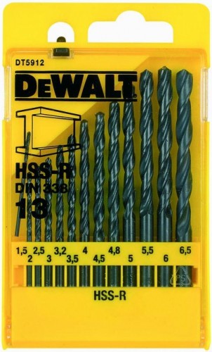 Набор сверл по металлу DeWALT HSS-R 13 шт. (1.5-6.5 мм ) DT5912-QZ DT5912-QZ