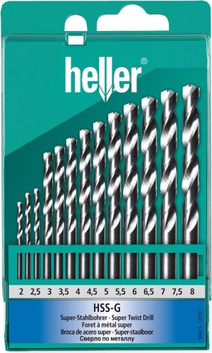 Набор сверл по металлу HELLER  hss-g ø 2/2.5/3….7,5/8 (13 пр) TD17733