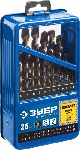 Набор сверл по металлу кобальт ЗУБР ПРОФЕССИОНАЛ 25шт(1-13мм), 29626-H25 29626-H25 - изображение 2