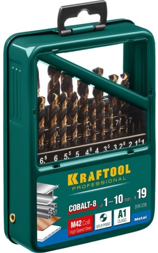 Набор сверл по металлу KRAFTOOL 29656-H19 hss-co(8%), cobalt 19шт.(1-10мм) - изображение 2