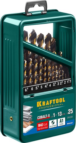 Набор сверл по металлу KRAFTOOL 29656-H25 hss-co(8%), cobalt 25шт.(1-13мм) - изображение 2