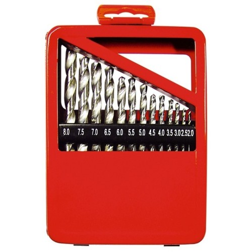 Набор сверл по металлу MATRIX 2-8 мм (через 0,5 мм), hss, 13 шт., метал. коробка  72387