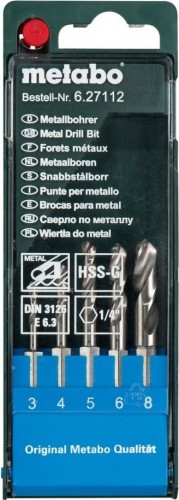 Набор сверл по металлу METABO HSS-G 5 шт. 6-гр хвостовик 627112000 627112000