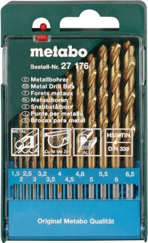Набор сверл по металлу METABO HSS-TiN 13 шт. (1.5-6.5 мм) 627176000 627176000