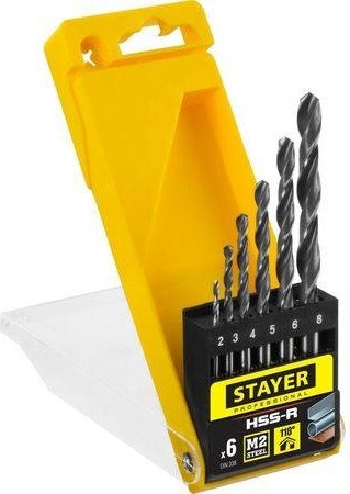 Набор сверл по металлу STAYER PROFI 6шт(2-8мм), быстрорежущая сталь м2(s6-5-2), класс  29602-H6_z01