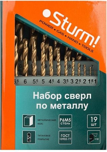 Набор сверл по металлу Sturm 1055-03-SS3 титан. покрытие 1.0-10мм, 19шт. в металл. кейсе - изображение 2