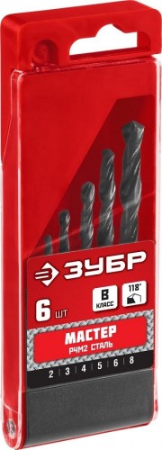 Набор сверл по металлу ЗУБР МАСТЕР 6шт (2-8мм), сталь р4м2, класс в 29605-H6 - изображение 2